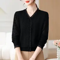 【例畔精选】2025设计感蕾丝边V领时尚高级气质百搭减龄针织衫A478#