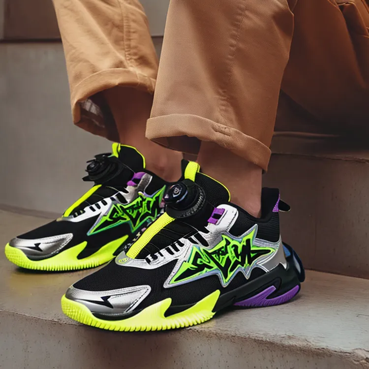 商场同款361童鞋男中大童篮球鞋春秋新款旋钮扣篮球鞋K72411104