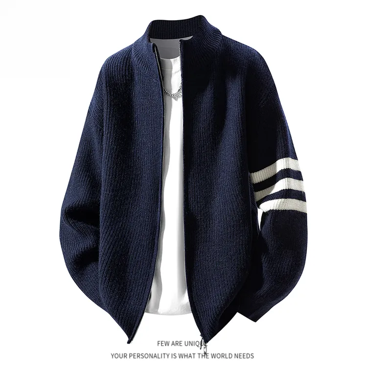 美式百搭慵懒风宽松开衫毛衣男士秋冬季时尚韩版休闲针织衫外套男