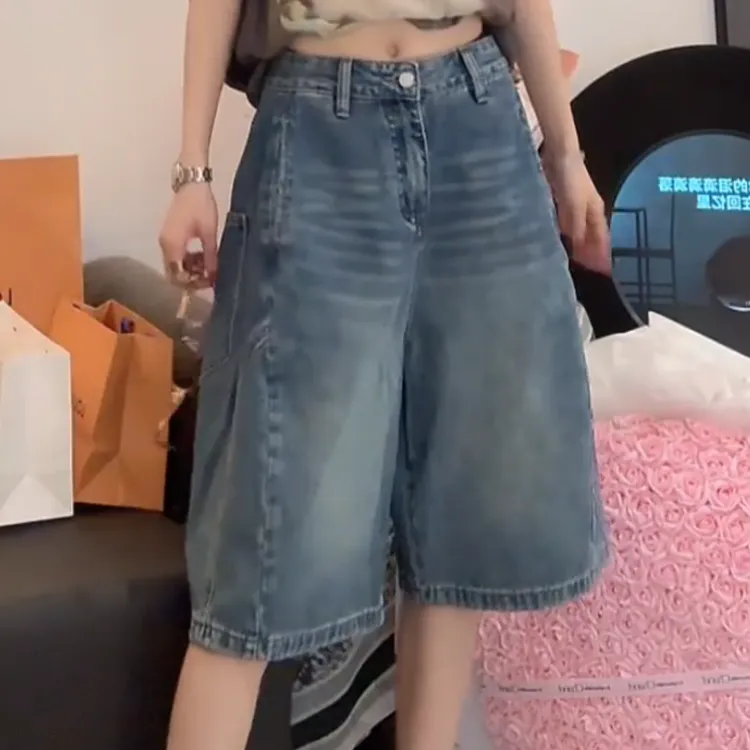 2025夏季新款出行喇叭高质感五分牛仔中裤LK2503969