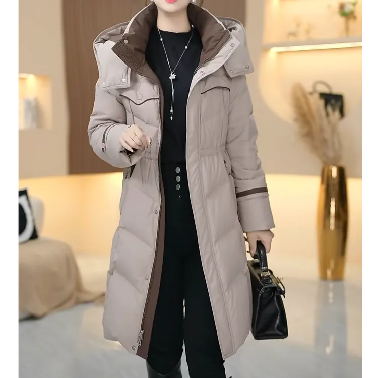 香薇女装冬季新款鸭绒羽绒服中长款连帽洋气加厚保暖时尚羽绒服女