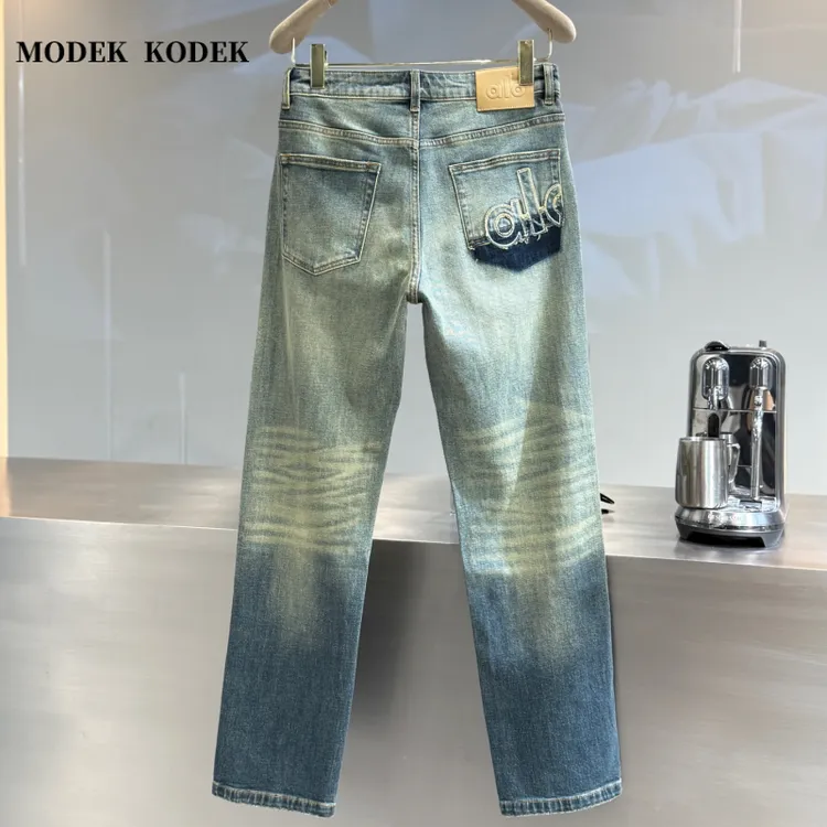 MODEK KODEK高级感潮牌男士印花牛仔裤秋冬新款宽松直筒休闲长裤