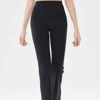 新款韩版气质简约纯色空气层喇叭裤WL9588