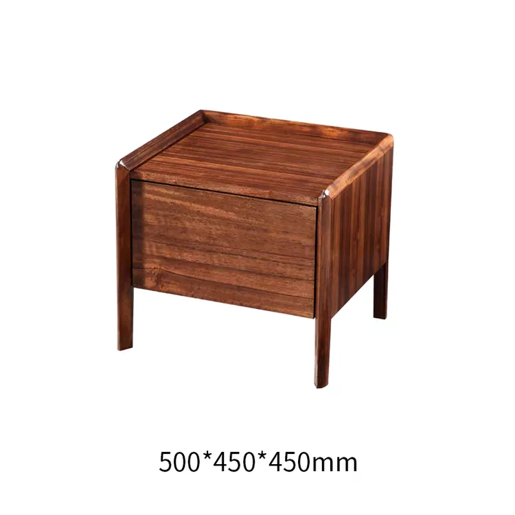 简约巴新极简储物柜胡桃木收纳柜床头柜主卧客厅茶几五斗柜实木床