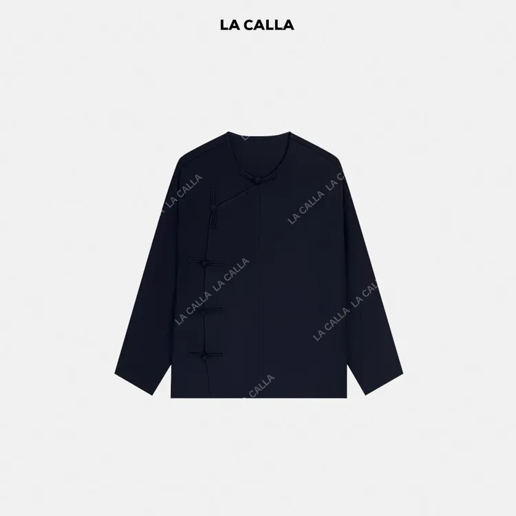 LA CALLA天丝亚麻极简反对称手工盘扣 改良新中式YY-AV5948