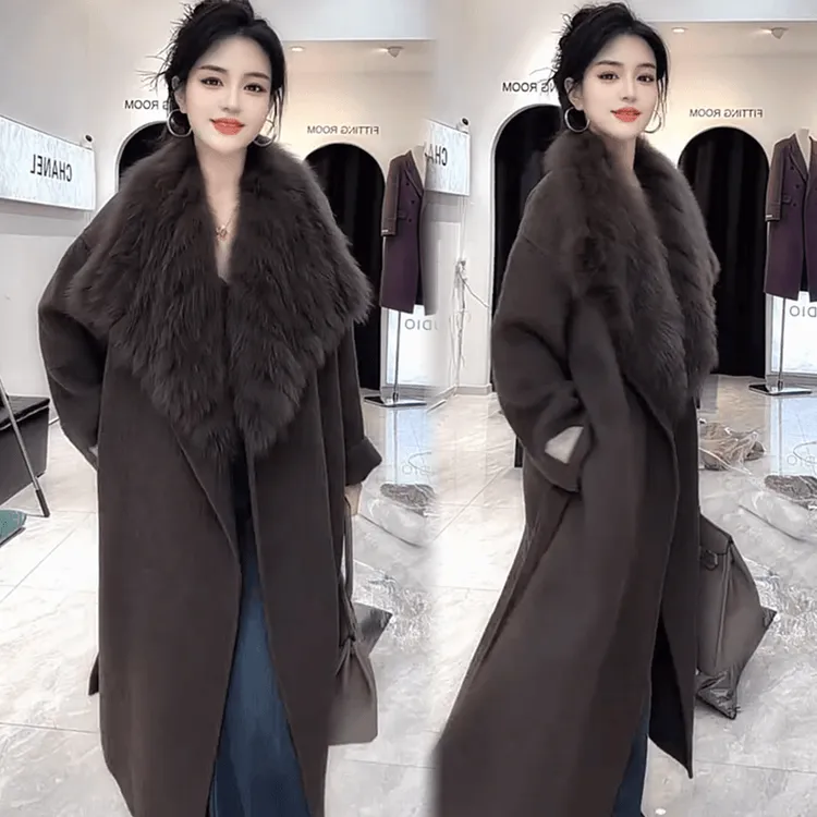 高级外出新款外套冬季毛领羊绒毛呢女2025年女款流行外套秋冬大衣