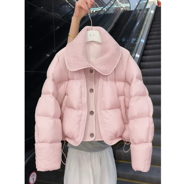 设计感粉色棉服女2025新款初冬季独特超好看流行小个子韩系短款