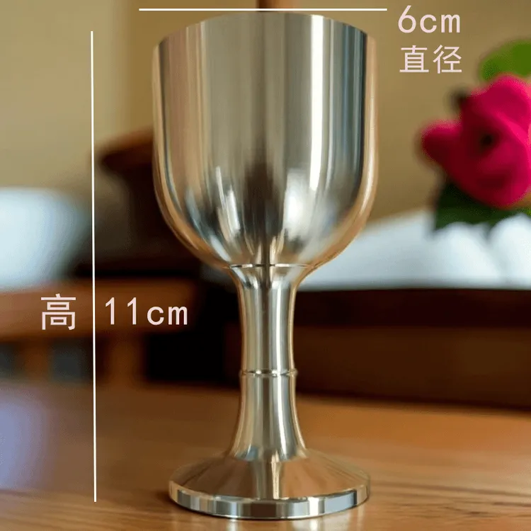 纯黄铜制高脚酒杯居家创意工艺品家用摆件复古大号高档中式高脚杯