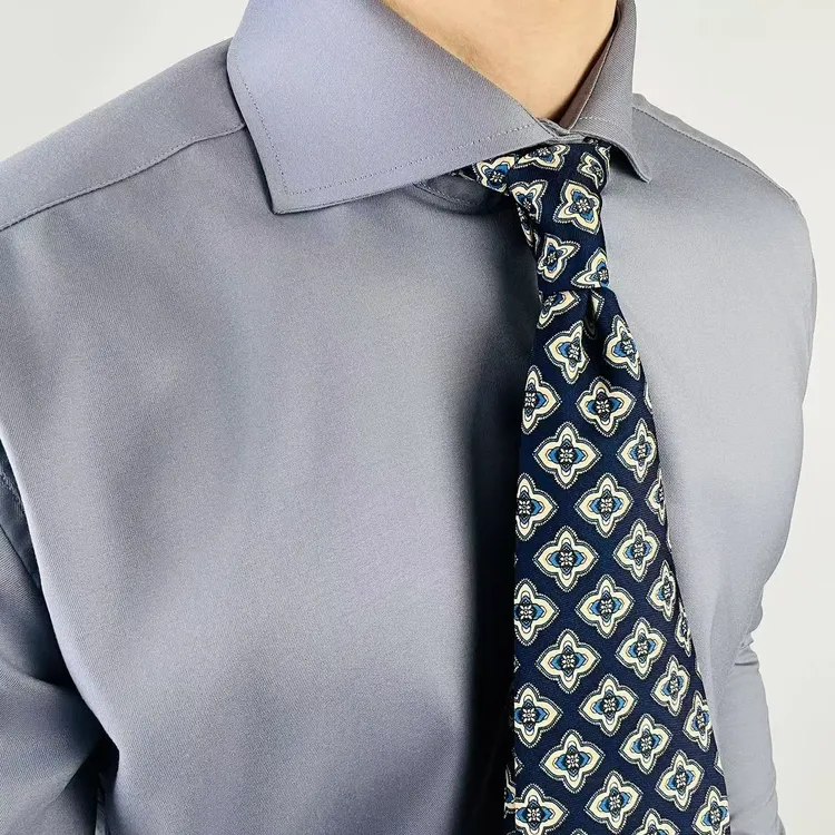 新款灰色莫代尔温莎领长袖衬衫商务绅士百搭抗皱高级品质柔软上衣