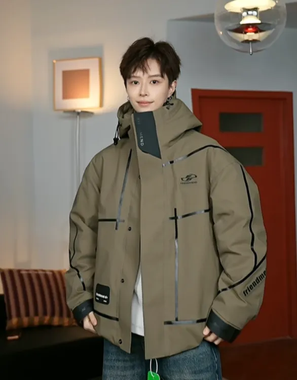 冬季新款男女同款白鸭绒潮流百搭时尚保暖羽绒服连帽外套-25618-1