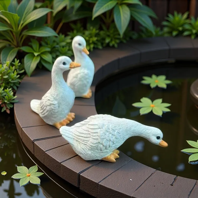 仿真鸭子可爱迷你小鸭子动物摆件花园庭院装饰鱼缸小鱼缸造景摆件