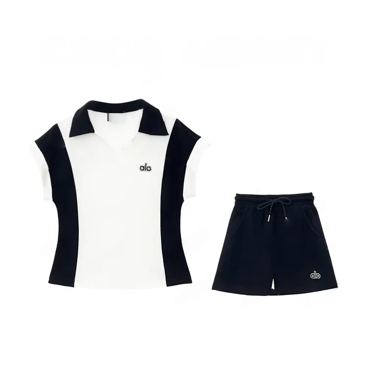 高级设计师夏日女装拼接重工烫钻设计显瘦气质套装