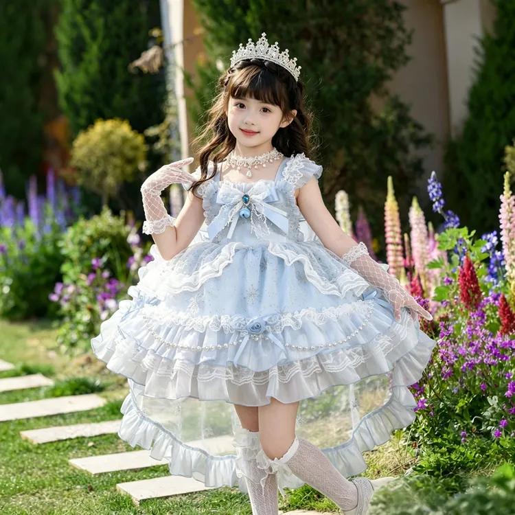 女童夏季洛丽塔甜美风艾莎公主蓬吊带连衣裙生日礼服儿童可爱夏装