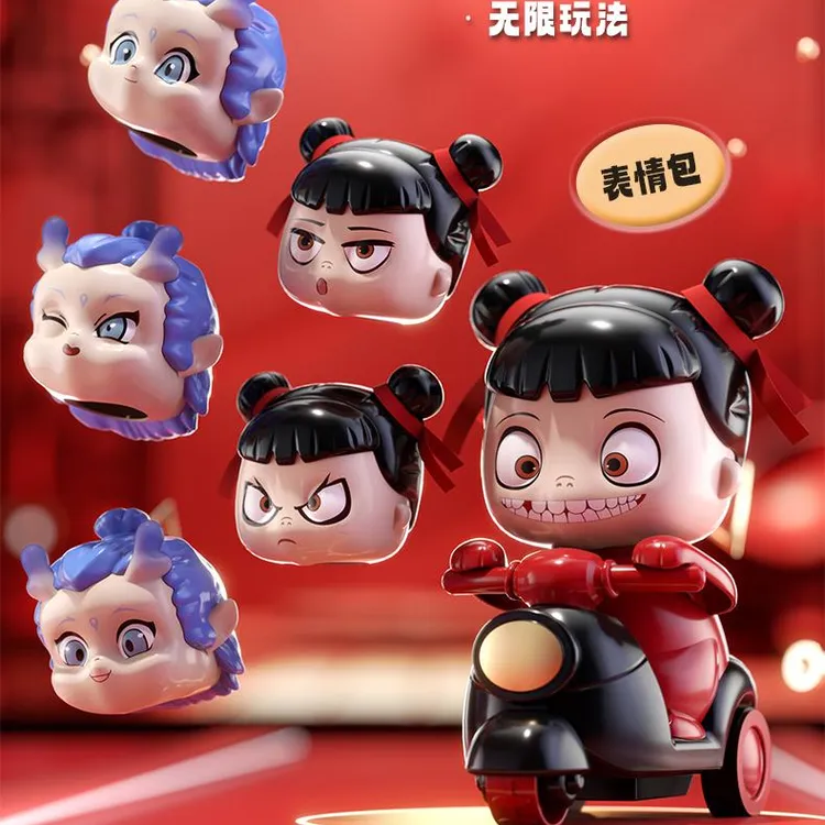 敖丙哪吒小摩托按压卡通玩具无需电池部°旋转惯性玩具新款