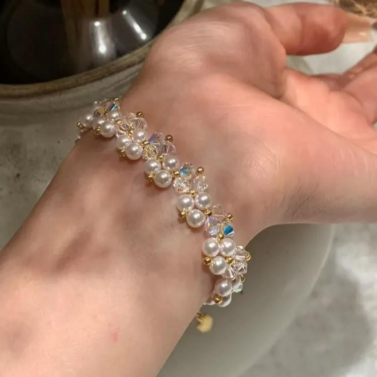仿珍珠手链 施家珍珠手链爆闪手链温柔百搭优雅手链日常搭配精致