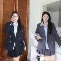 QC李潇洒【傍晚图书馆】微胖大码女秋学院风西装四件套装ZY507A32