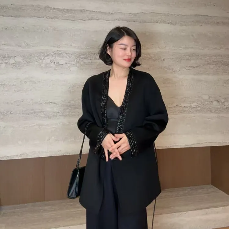 TANTAN 休闲宽松显瘦收腰秋季毛呢外套3282