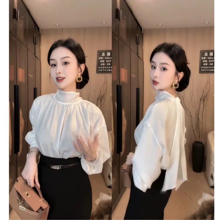 刘欣服饰A店 四季款设计感长袖打底T恤减龄显瘦轻奢气质上衣2655