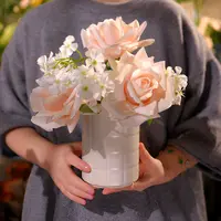 香槟粉色保湿手感玫瑰花仿真花奶油风简约风真花