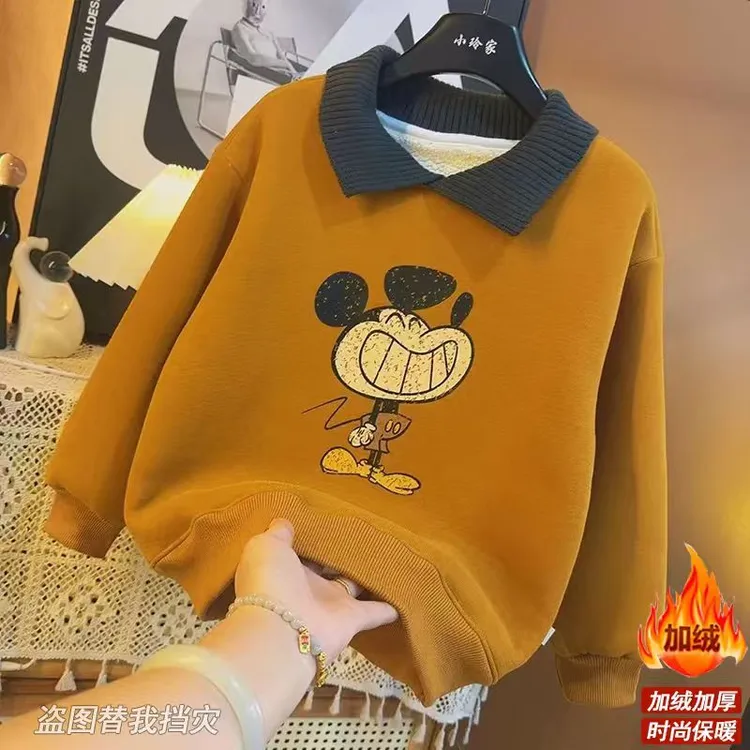 【加绒】冬季新款洋气卡通米奇百搭时尚时髦儿童卫衣9705
