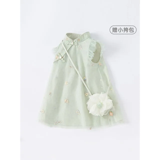 女童旗袍连衣夏装儿童国风汉服周岁宝宝礼服1-3岁礼服新中公主裙