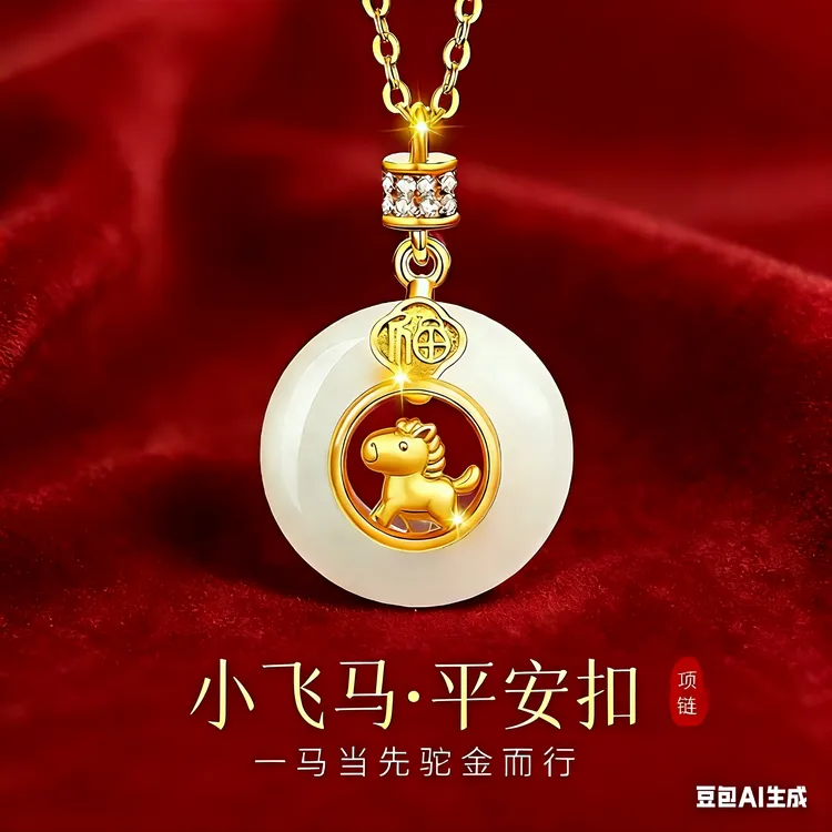 钛钢吊坠 福马平安扣吊坠红马年小飞马民族风女款饰品