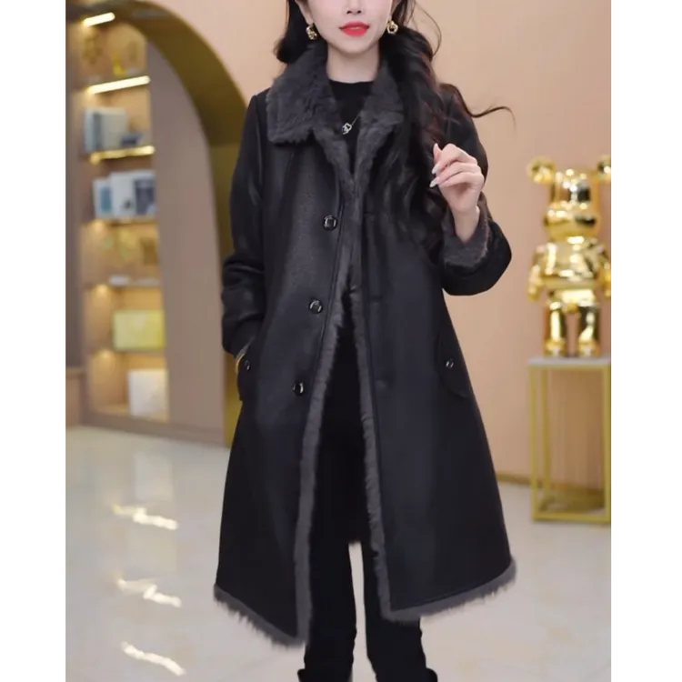 【双面穿】2025冬季新款时尚大衣优雅大气减龄收腰显瘦加绒加厚外套