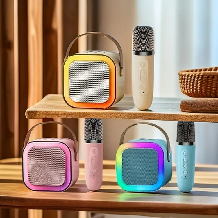 迷你话筒音响一体家用K歌KTV家庭颜色随机发蓝牙户外音箱LY001