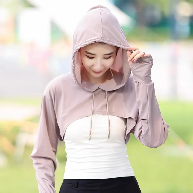 防晒衣女夏季冰丝薄款透气防紫外线开车骑车罩衫连帽披肩