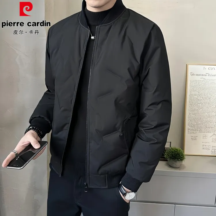 皮尔卡丹男士冬季棒球领休闲时尚轻薄羽绒服保暖防寒韩版百搭外套