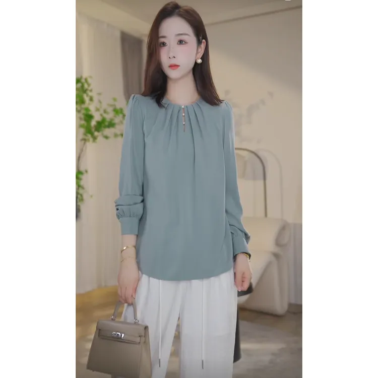 【杨杨专属】专柜衬衫女设计感小众气质宽松洋气8491031湖水绿