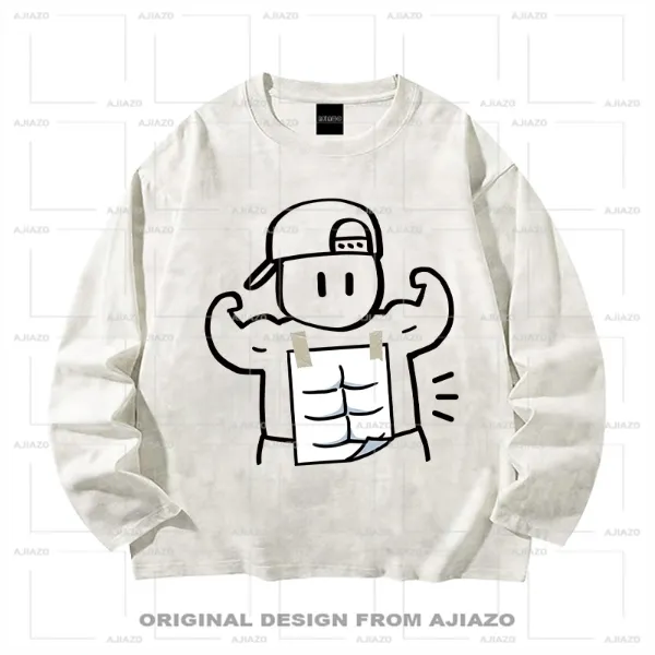 老狗十三【六块腹肌】纯棉扎染长袖 秋冬休闲男女同款百搭上衣