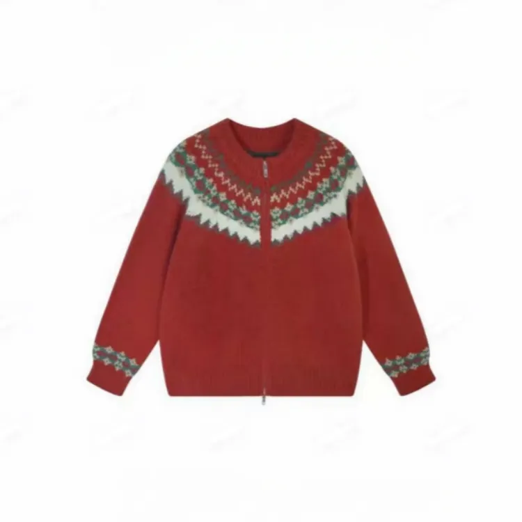 费尔岛拉链开衫外套毛衣开衫女冬季新款韩系复古宽松百搭上衣