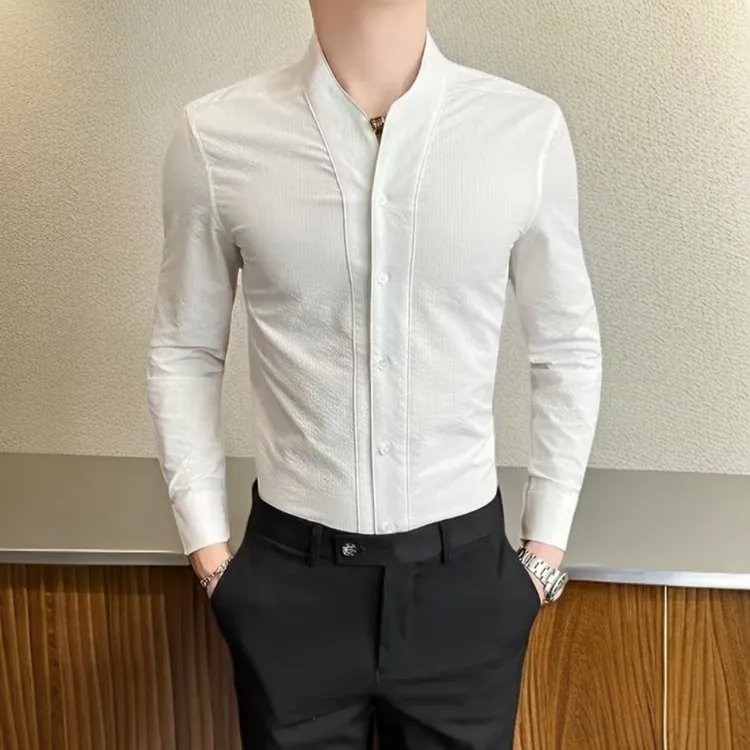 男士春秋新款衬衫长袖商务休闲时尚百搭时尚