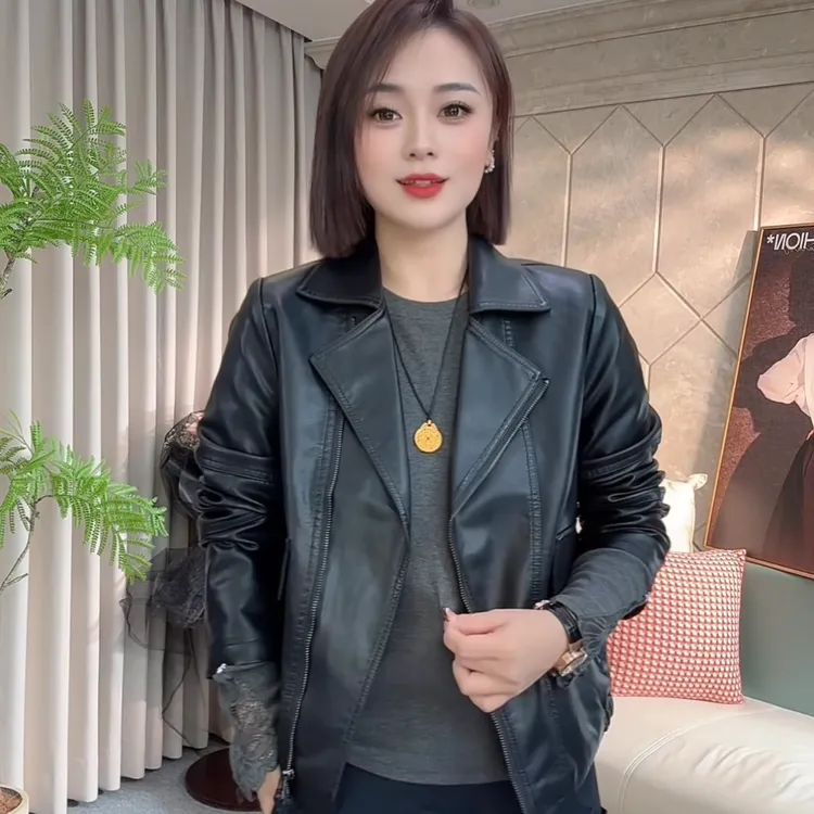 依骊汇潮流时尚皮衣外套爆款休闲百搭显瘦女922