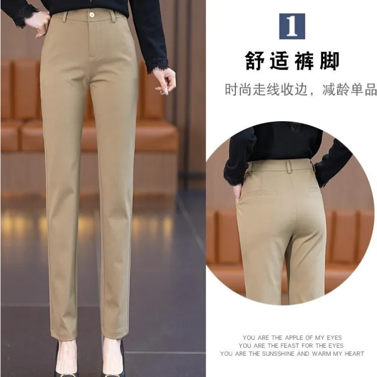 休闲烟管裤法棍直筒裤2025春夏新款外穿弹力时尚显瘦通勤西装裤女