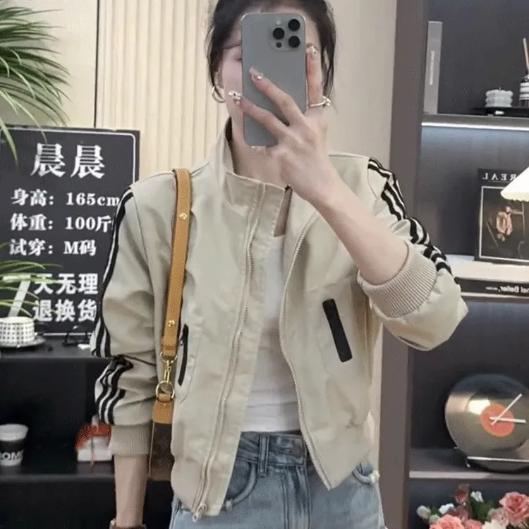 立领夹克短外套女秋季新款宽松显瘦小个子设计感小众棒球服上衣潮