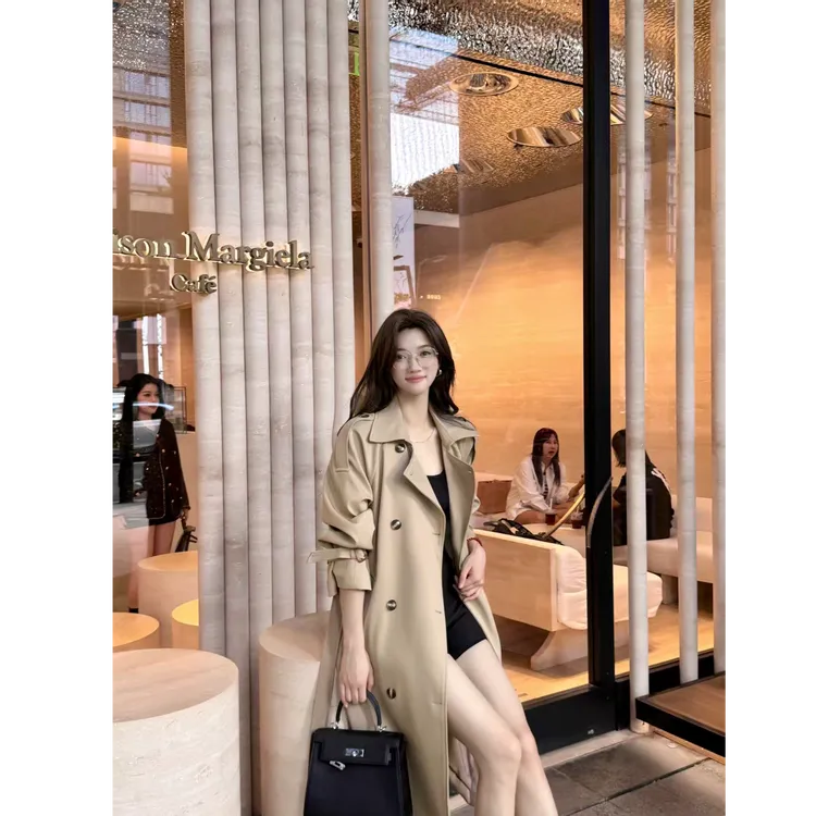 FY21卡其色风衣外套女春秋新款韩系英伦风小个子中长款高级感大衣