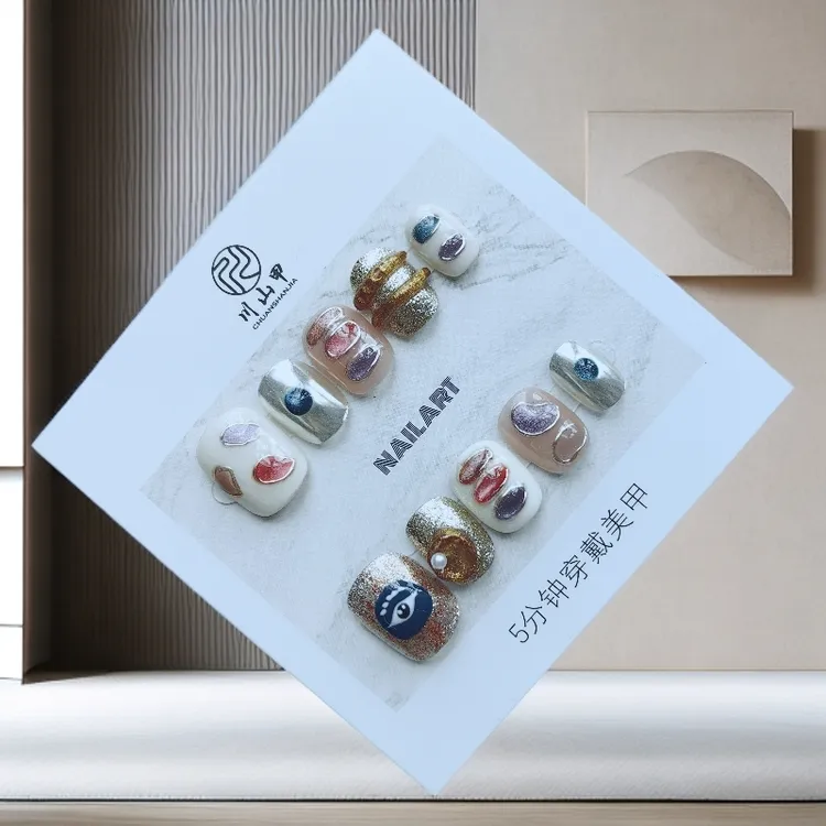 【敦煌画廊】纯手工穿戴甲ins轻奢个性酷洛米法眼小众穿戴甲甲片