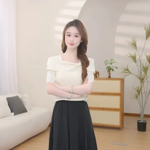 【一秒入夏】茵曼时尚舒适休闲绣花圆领精致法式针织T恤女夏日穿搭