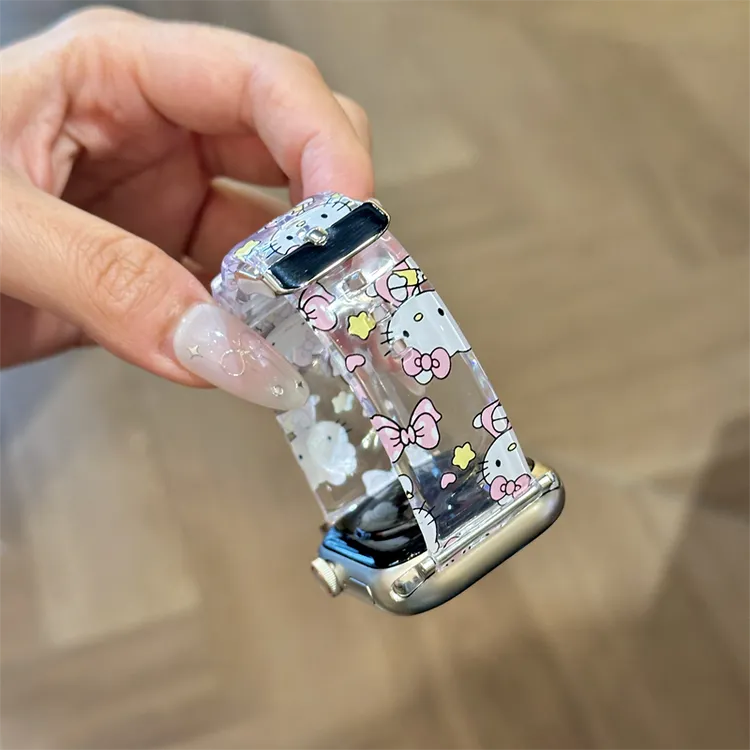 IKOK 适用于苹果iwatchs10表带applewatch透明tpu蝴蝶结腕带猫咪