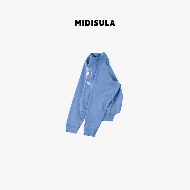 MDSL·韩国早秋款做旧砂洗字母印花圆领百搭休闲卫衣#01934