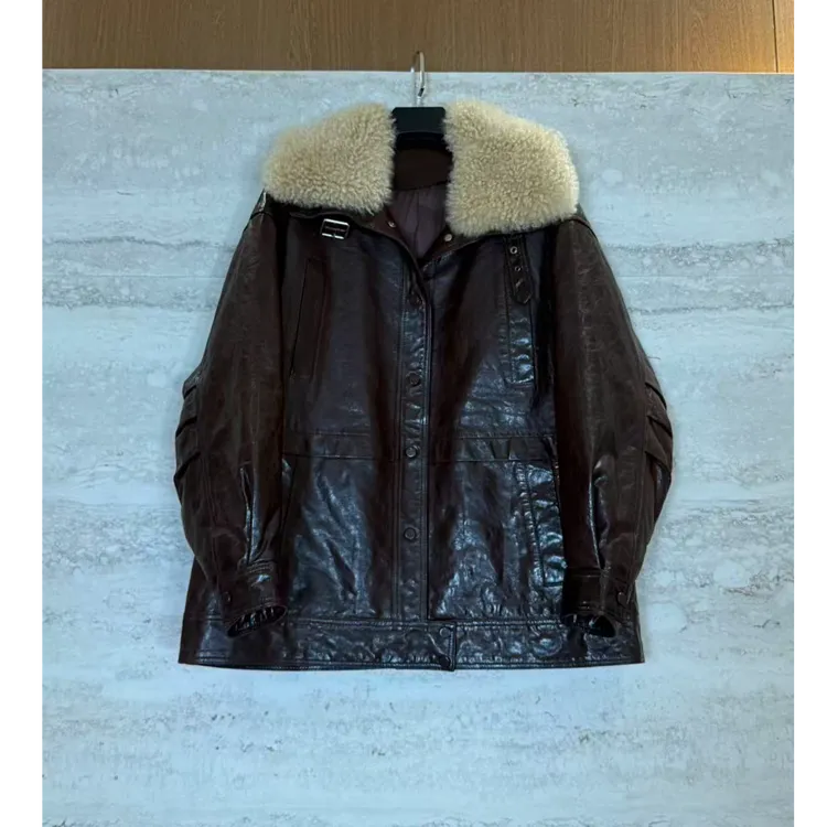 TANTAN 显瘦气质毛领秋冬皮衣外套3536