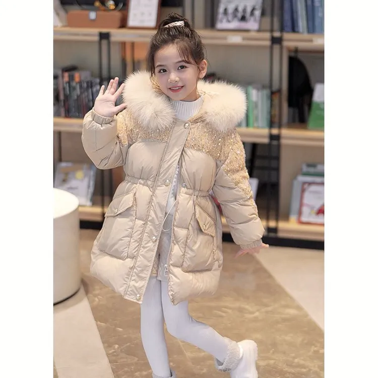 媛媛公主冬女童白鸭绒重工加厚羽绒服14415R392