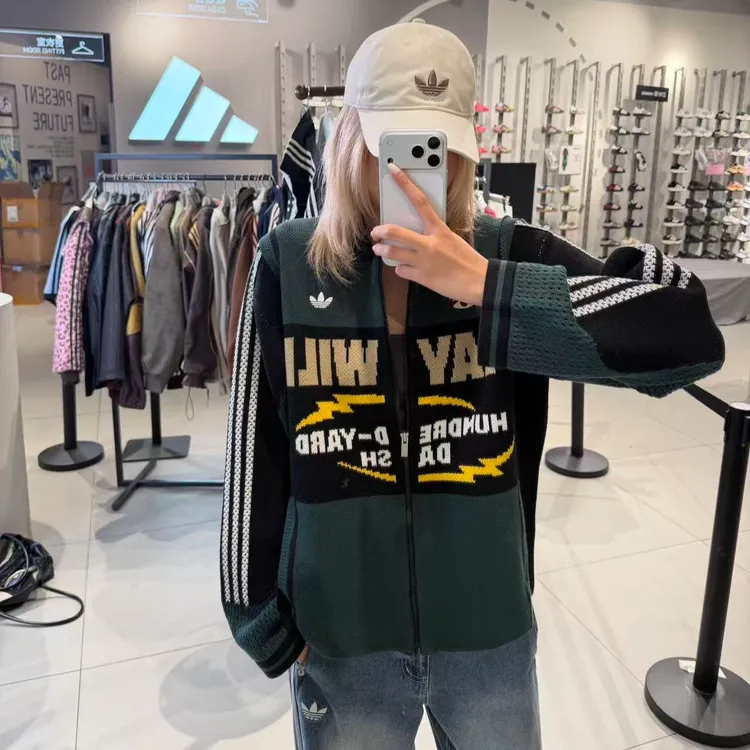 Adidas三叶草 疯狂动物城联名款赛车风休闲针织开衫KX4896 KX4897