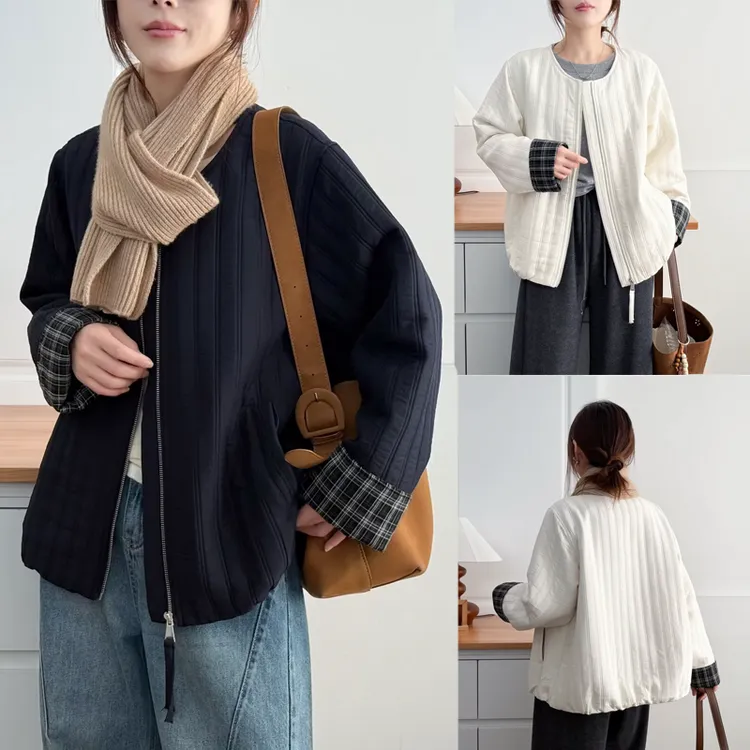 大码女装冬季新款百搭轻薄款棉衣宽松圆领保暖韩版长袖棉服2904