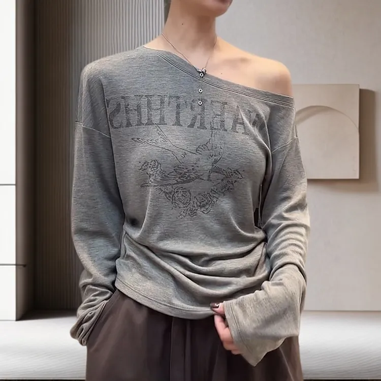 韩系纯欲风显瘦打底衫秋季新款胖MM大码女装美式辣妹掐腰长袖T恤