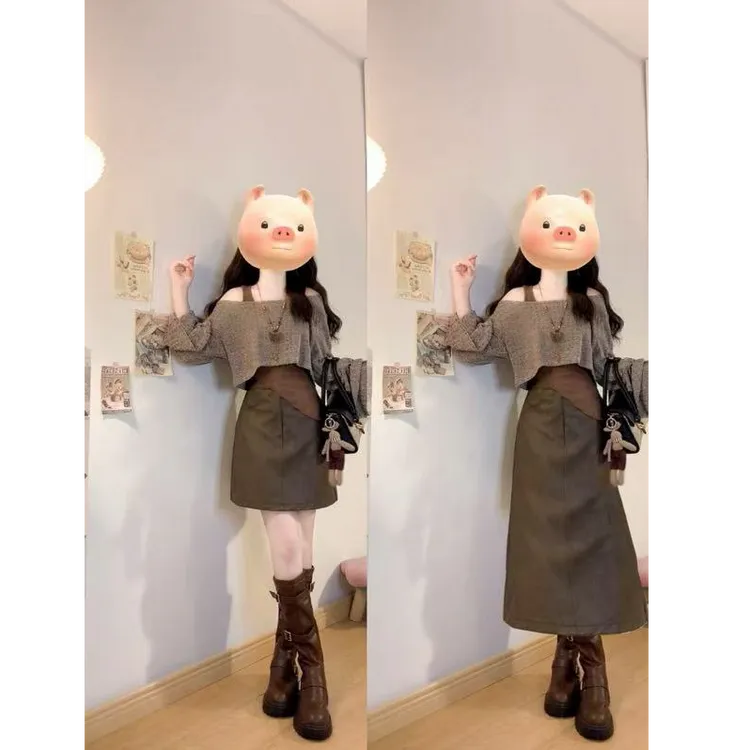 2025秋装新品大码微胖女装显瘦复古减龄时尚三件套2012
