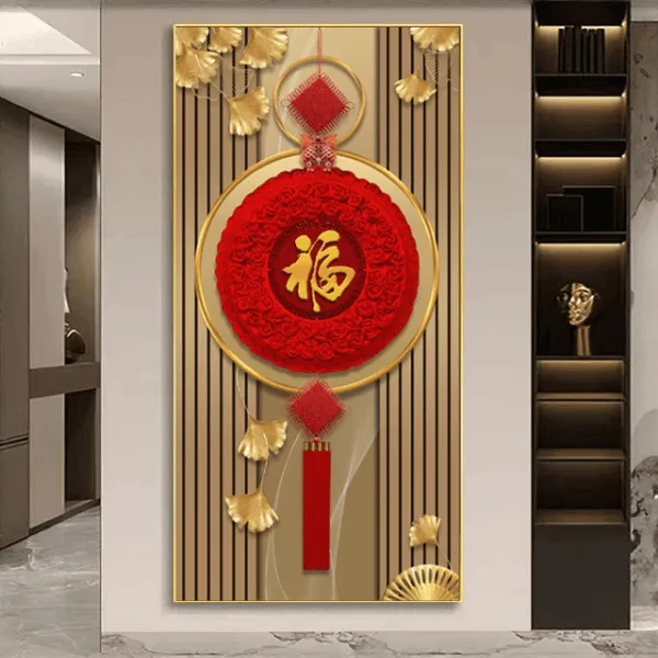 福字玄关轻奢大气镶钻壁画挂画玄关挂画装饰画玄关装饰画