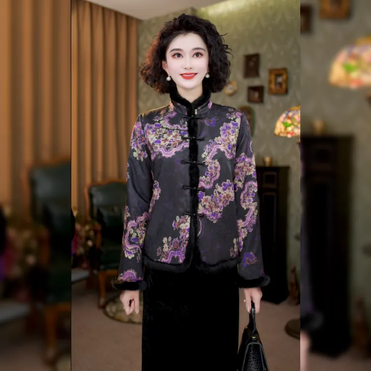 新中式复古盘扣显瘦2025新款漂亮提花优雅气质棉衣LYGMF2329